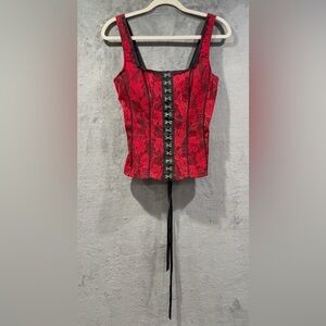 Royal Bones By Tripp Corset Size M Rose Lace Halter Bustier Punk Goth Club Y2K